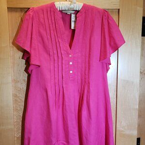 🌞LOFT Bright Pink Linen Blend Tunic/Shift Dress🌞